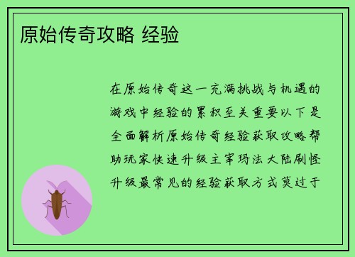 原始传奇攻略 经验